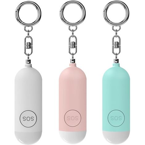 Lot de 3 porte clés alarme personnelle avec lumière LED pour l'autodéfense, sirène de 130 dB, porte clés de sécurité pour femmes, enfants, personnes âgées (1/5)