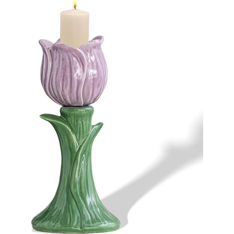 Bougeoir en céramique violette pour bougies coniques et encens, décoration pour Halloween, Noël, mariages et fêtes, pour la maison et les restaurants (1/5)