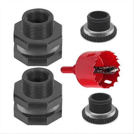 2 pièces Rain Bulkhead Fitting kit avec Plugs et Hole scie outil 1 pouces PVC Spigot raccord kit pour Rain Barrels (1/5)