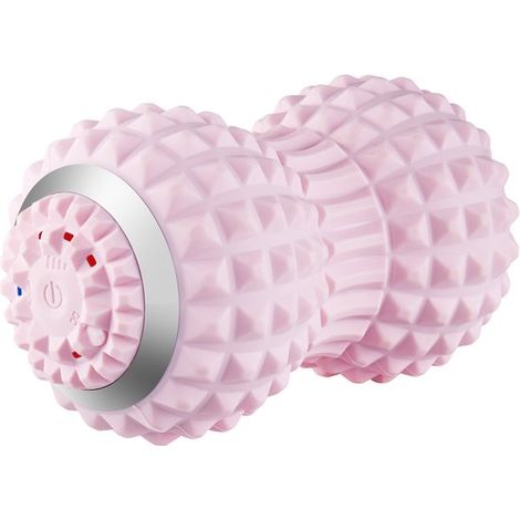 Rouleau de massage vibrant, accessoire portable pour la relaxation des cervicales, intensité réglable, soulagement musculaire à la maison, au bureau, en voyage et pour le yoga, rose (1/5)
