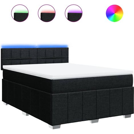 Maison Exclusive - Boxspringbett mit Matratze Schwarz 140x200 cm (1/5)