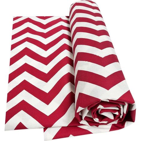 Telo Arredo Copritutto Letto Poltrona Copridivano Cotone Cuoricini Rosso Motivo Zig Zag - 170x280 cm