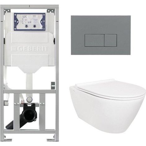 QeramiQ Salina Pack WC - sans bride - réservoir encastré Geberit - à fond creux WC suspendu - softclose - quickrelease - panneau de commande avec plan