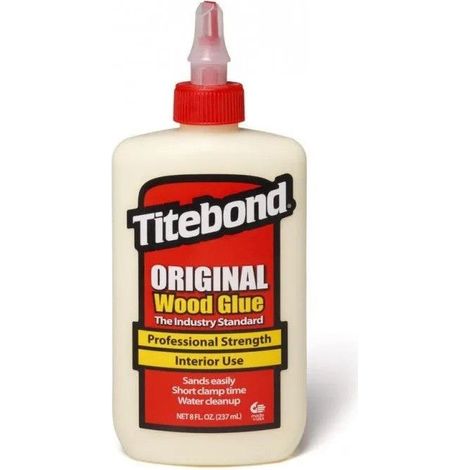 Colle à bois Titebond Original 237 ml – Prise rapide pour bois dur et tendre – Soluble à l'eau – Nettoyage facile avec chiffon humide