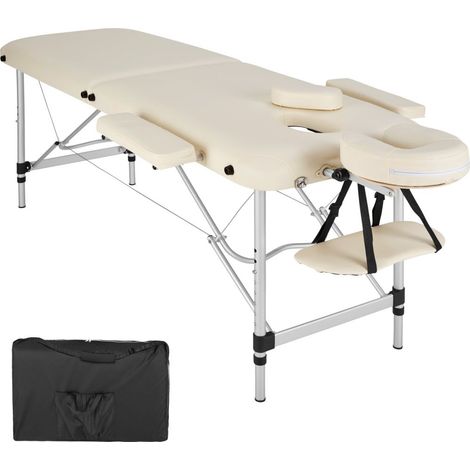 Table de massage Pliante 2 Zones Aluminium Portable + Housse beige (1/4)