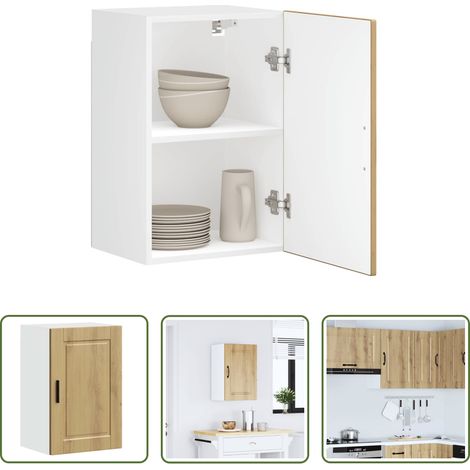 vidaXL Armoire chêne - Armoire murale de cuisine Porto chêne artisanal bois ingénierie (1/5)
