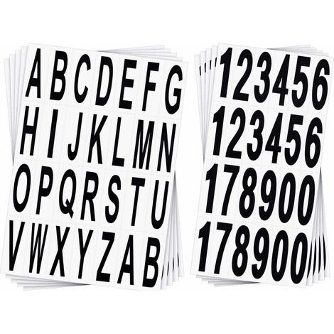 10 Feuilles Autocollants de Numéros Lettres de Boîte à Lettres Autocollants de Numéro Alphabet Noirs en Vinyle pour Maison Appartement Adresse Fenêtre Porte Voiture Camion (1/4)