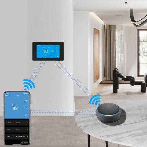 Digitales Thermostat mit WLAN-Temperaturüberwachungssensor, großem LCD-Touchscreen und Fernbedienung für Zuhause (1/5)