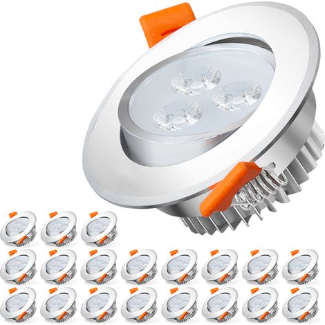 Wolketon Lot de 20 Spots LED Encastrables Spot Encastrable LED 3W Equ. 25W Température de Couleur: Blanc chaud 3000K