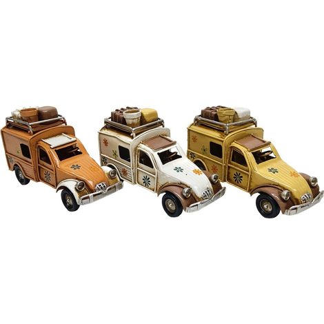 Figuras de furgonetas hippie de metal con flores 11 cm (1/5)