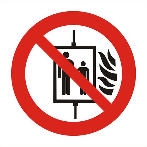 Panneau interdiction, avec pictogramme : Ne pas utiliser l'ascenseur en cas d'incendie ( Prix pour 1 )