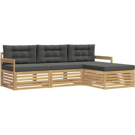 Set di divani da esterno 4 pcs Bianco e Antracite Poliestere vidaXL