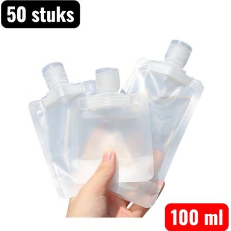 50 pièces - Flacons de voyage - Flacons de voyage réutilisables - Conteneurs cosmétiques - Jolis accessoires de voyage - Sachets pour Shampoing et Lotion - Conteneurs cosmétiques vides pour liquides - (1/5)