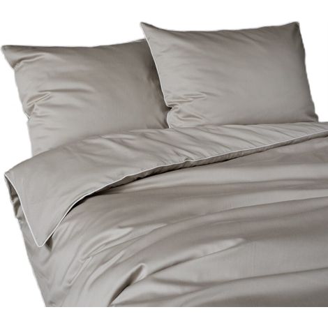 Parure de lit en pur coton 160x200 cm beige premium (1/5)