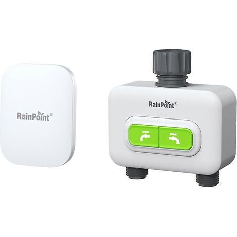RainPoint 2 Zone intelligent WiFi minuterie d arrosage pour jardin Built en Flow mètre automatique irrigation arroseur (1/5)