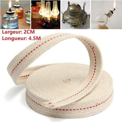 Mèche Plate en Coton - 4,5m - Largeur 2cm - Pour Lampes à Huile et Lanternes (1/4)
