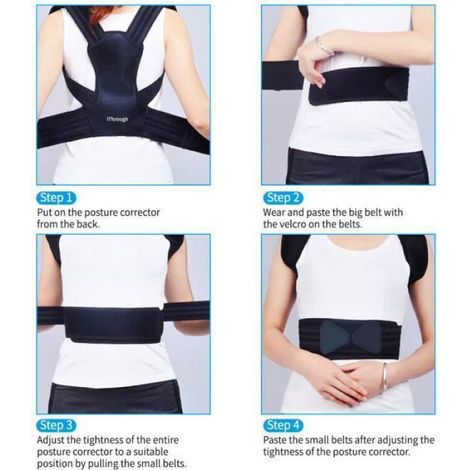 Correcteur de posture, iThrough haut du dos, épaule et soutien orthopédique Ceinture de posture réglable pour femmes, hommes (1/4)