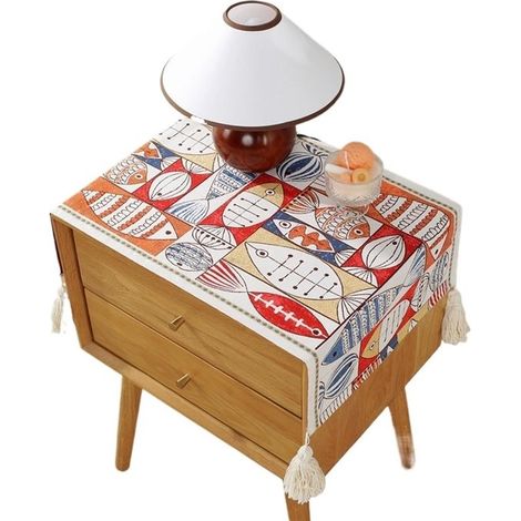 Staubschutzhülle für Nachttisch Jacquard Tischdecke Quasten Dekoration Nachttisch Eimer Schrank Maschine Abdeckung Tuch multifunktionale für rot 35 (1/3)