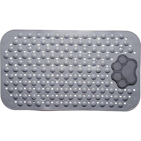 Tapis de Douche Antidérapant 50x80cm,Tapis Antidérapant Douche avec Ventouses et Trous de Drainage,Rectangulaire Tapis Douche Antidérapant pour Salle de Douche,Lavable en Machine (Gris (1/5)