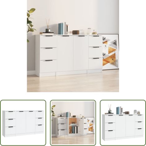 Armoire - Buffets 3 pcs Blanc Bois d'ingénierie (1/5)
