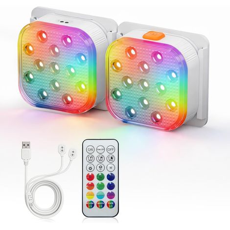 Projecteurs de piscine SoulBay, LED subaquatiques rechargeables pour spa et jacuzzi avec télécommande 16 couleurs et 6 modes RGB dynamiques, étanches IP68, éclairage pour piscine, bassin, aquarium, s (1/5)