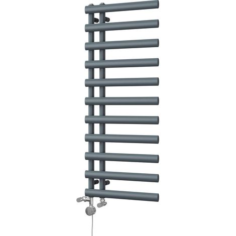 Elyan - Anthracite Dual Fuel Towel Rail H1238mm x W500mm Thermostatic (1/3)