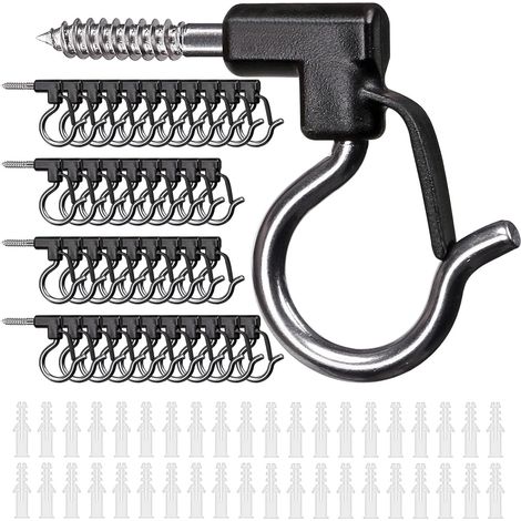 Lot de 45 crochets de suspension pour guirlandes lumineuses extérieures, crochets pour guirlandes de Noël avec vis, crochets d’éclairage intérieurs et extérieurs pour suspendre des guirlandes