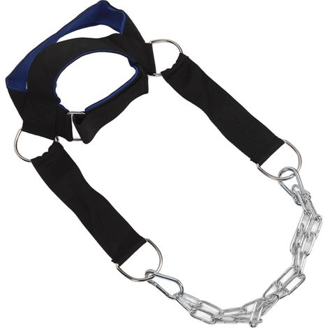 Harnais de cou pour renforcer les muscles profonds, soutien et récupération après une blessure, appareil d'exercice pour la maison, bleu et noir. Renforcement du cou, soutien et exercices pour la nuqu (1/5)