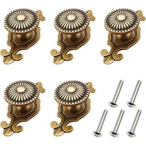 Lot de 5 boutons de meuble vintage - Poignées en métal - Poignées de meuble - Boutons de tiroir - Avec vis - Rond - Pour armoire et tiroir (1/5)