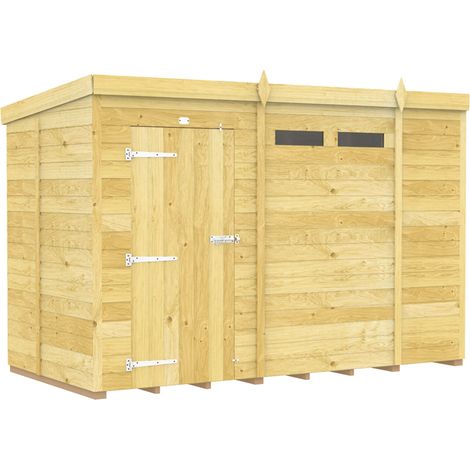 10 x 5 Feet Pent Security Shed - Single Door - Wood - L147 x W302 x H201 cm