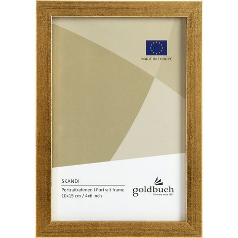 Cadre Photo 10 x 15 cm, Cadre Individuel en Bois véritable, Cadre Photo à Poser, Cadre en Bois avec Support Mural, Cadre Photo doré (1/3)