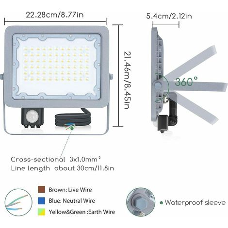 FARO LED FARETTO CON SENSORE CREPUSCOLARE 50Watt Naturale (1/4)