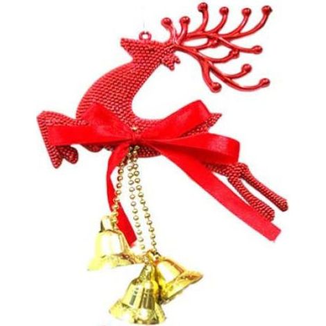 Clochette Renne Noel - 13,5 x 20 cm - En Plastique PVC - Décoration Arbre De Noël - Lot De 5 (1/5)