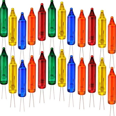 Lot de 100 mini ampoules de rechange pour guirlandes lumineuses d'Halloween et de Noël, 2,5 volts (multicolores)