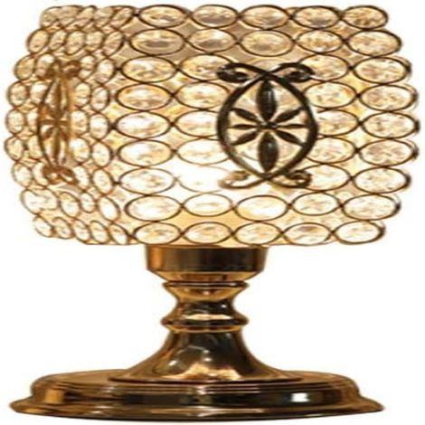Lampe de table en cristal avec base chromée, lumière douce et économe en énergie, idéale pour la chambre et le salon. (1/5)