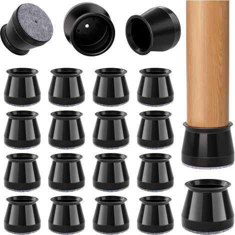 32 Pièces Protection Pied de Chaise Silicone Noir,Patins Anti-Bruit et Anti-Rayures pour Sols en Bois Dur,Compatibles Pieds Ronds et Carrés (33-50mm) (1/5)