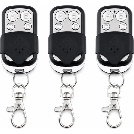 Telecommande Universelle Portail 433,92 MHz Code Fixe Bip Portail Universelle Sans Fil Compatible 4 Boutons Touches Copieuse pour Voiture et Porte de Garage (3, Noir) (1/5)