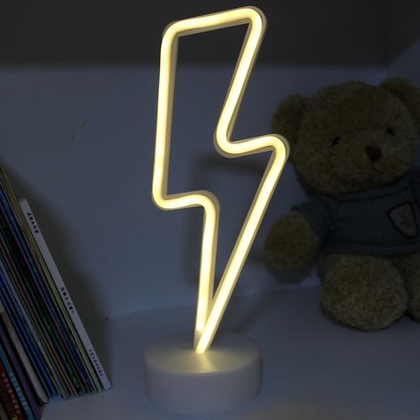 ins chaud blanc foudre néon led veilleuse bureau créatif batterie dessin animé veilleuse USB + batterie modèles à double usageL222 (1/4)