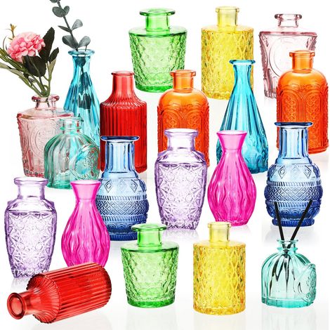 Lot de 20 Petits vases Vintage en Verre pour centres de Table, vases décoratifs rustiques pour Table de Mariage, Maison (Nombreuses Couleurs) (1/5)