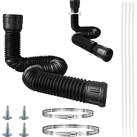 1 Kit Rallonge Gouttière, Flexible Et Extensible 47-150 Cm, Tuyau Noir 90/110 Mm, Pour Maison Et Jardin