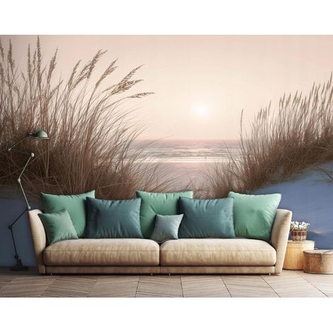 Fototapete Strand Meer 3D-Optik, für Wohnzimmer und Schlafzimmer, 350 x 250 cm – Komplettset inkl. Kleister & Anleitung (1/5)