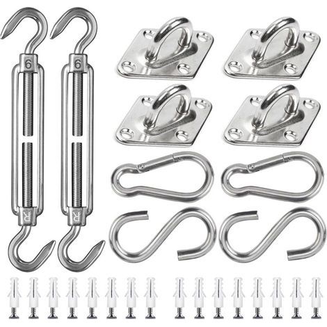CSPARKV M6 Kit de Fixation pour Voile D\'ombrage 42 Pièces de Matériel en Acier Inoxydable pour Installation de Voile d\'ombrage Rectangulaire et Triangulaire (1/5)