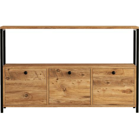 Buffet 3 portes im industriellen Stil aus Holz/Schwarz DRAGOR