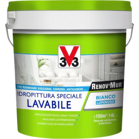 Peinture Lessivable V33 Renovmur Blanc Mat 14 Litres Couvrante et Respirante