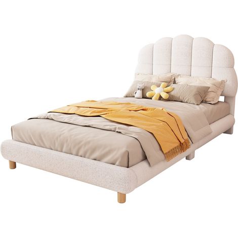 Letto piano 90 x 200 cm, culla, peluche, bella testata, senza materasso-Bianco (1/5)
