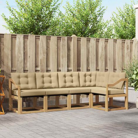 vidaXL Outdoor-Sofagarnitur 5 Stk. Weiß und Beige (1/5)