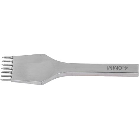 Grattoir à cuir rond poli miroir en acier rapide, poinçon à dents 7 pièces 4mm, outil de maroquinerie avec manche brillant (1/5)