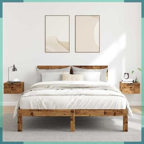 Table de chevet murale - 856980 - vieux bois - 34 x 30 x 20 cm - bois d'ingénierie (lot de 2) (1/5)