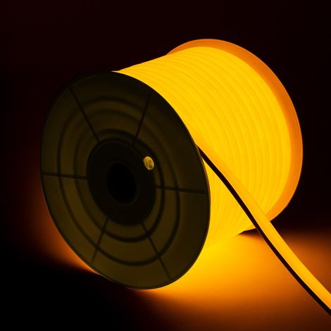 Ruban LED Néon Dimmable 220V BOBINE 50m Jaune Semi-Circulaire 180 7.5W/m Coupe 100cm IP67 Jaune (1/5)