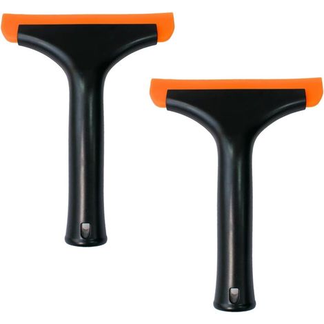 Lot de 2 raclettes de fenêtre en silicone - Petite raclette de douche - Raclettes en silicone pour fenêtres de voiture (noir)